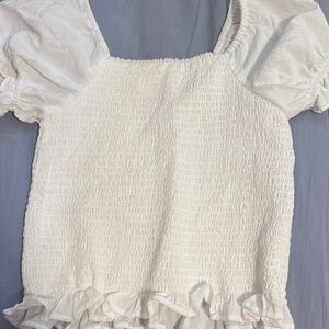 Cat & Jack White Smocked Puff Sleeve Top